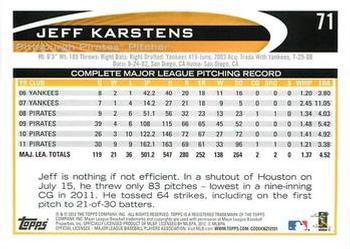 2012 Topps - Purple #71 Jeff Karstens Back