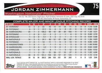 2012 Topps - Purple #75 Jordan Zimmermann Back