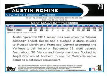 2012 Topps - Purple #79 Austin Romine Back