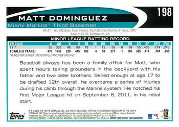 2012 Topps - Purple #198 Matt Dominguez Back
