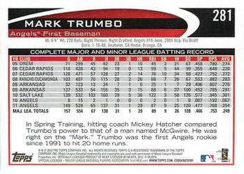 2012 Topps - Purple #281 Mark Trumbo Back
