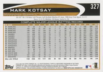 2012 Topps - Purple #327 Mark Kotsay Back