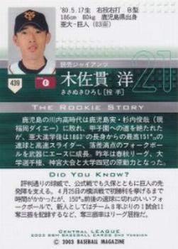 2003 BBM #439 Hiroshi Kisanuki Back