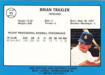 1989 Best San Antonio Missions - Platinum #11 Brian Traxler Back