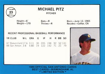 1989 Best San Antonio Missions - Platinum #23 Michael Pitz Back