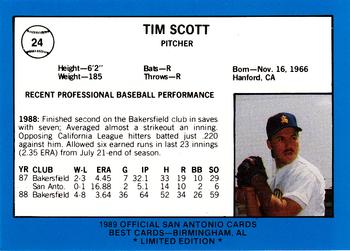 1989 Best San Antonio Missions - Platinum #24 Tim Scott Back