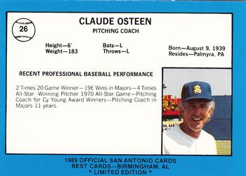 1989 Best San Antonio Missions - Platinum #26 Claude Osteen Back