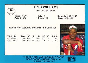 1989 Best Jacksonville Expos - Platinum #18 Fred Williams Back