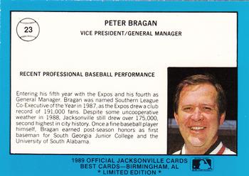 1989 Best Jacksonville Expos - Platinum #23 Peter Bragan Back