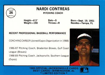 1989 Best Jacksonville Expos - Platinum #26 Nardi Contreras Back