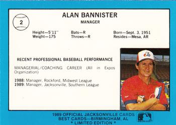 1989 Best Jacksonville Expos - Platinum #2 Alan Bannister Back