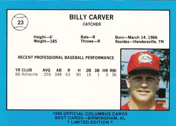 1989 Best Columbus Mudcats - Platinum #23 Billy Carver Back