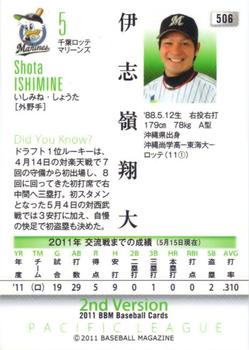 2011 BBM #506 Shota Ishimine Back