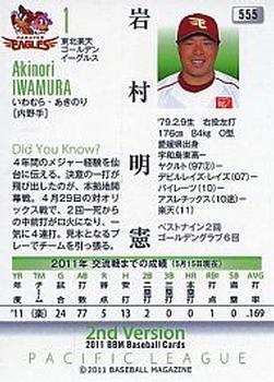 2011 BBM #555 Akinori Iwamura Back