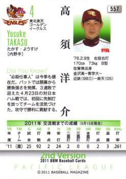 2011 BBM #557 Yosuke Takasu Back