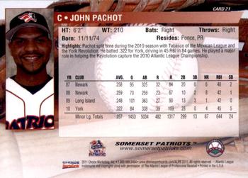 2011 Choice Somerset Patriots #21 John Pachot Back