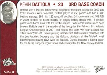 2009 MultiAd Somerset Patriots #3 Kevin Dattola Back