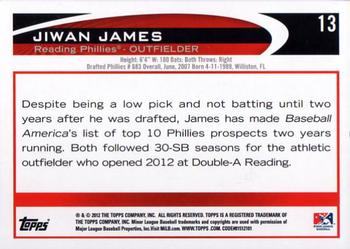 2012 Topps Pro Debut #13 Jiwan James Back