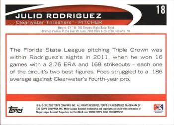 2012 Topps Pro Debut #18 Julio Rodriguez Back
