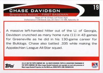2012 Topps Pro Debut #19 Chase Davidson Back