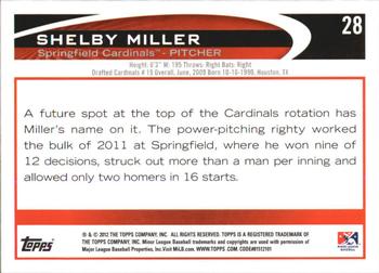 2012 Topps Pro Debut #28 Shelby Miller Back
