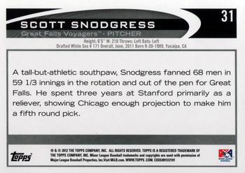 2012 Topps Pro Debut #31 Scott Snodgress Back