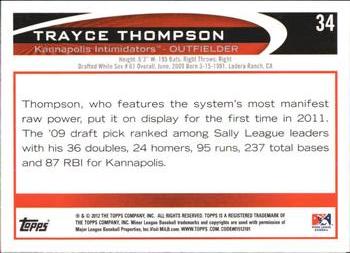 2012 Topps Pro Debut #34 Trayce Thompson Back