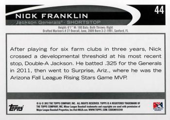2012 Topps Pro Debut #44 Nick Franklin Back