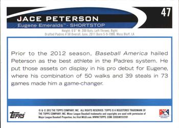 2012 Topps Pro Debut #47 Jace Peterson Back