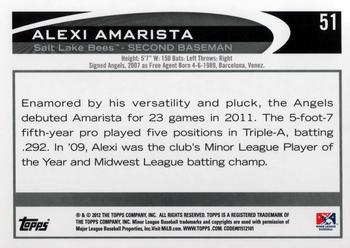 2012 Topps Pro Debut #51 Alexi Amarista Back