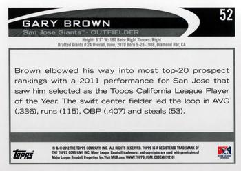 2012 Topps Pro Debut #52 Gary Brown Back