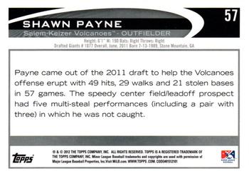 2012 Topps Pro Debut #57 Shawn Payne Back