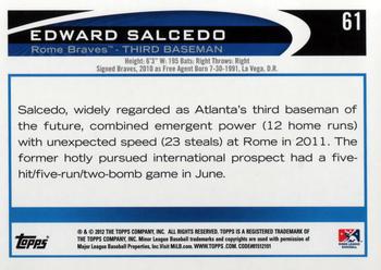 2012 Topps Pro Debut #61 Edward Salcedo Back
