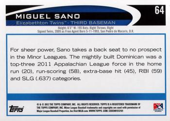 2012 Topps Pro Debut #64 Miguel Sano Back