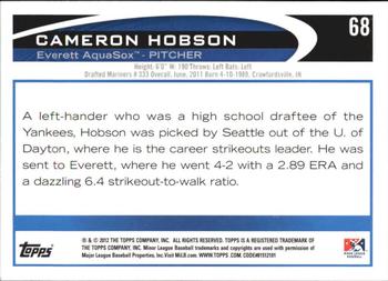 2012 Topps Pro Debut #68 Cameron Hobson Back