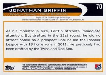 2012 Topps Pro Debut #70 Jonathan Griffin Back