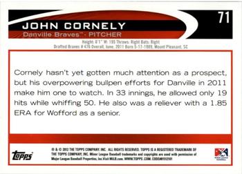 2012 Topps Pro Debut #71 John Cornely Back