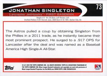2012 Topps Pro Debut #73 Jonathan Singleton Back