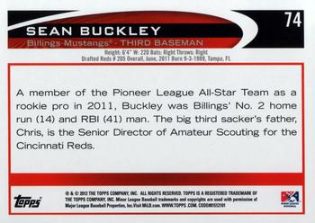 2012 Topps Pro Debut #74 Sean Buckley Back