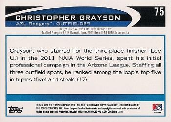 2012 Topps Pro Debut #75 Christopher Grayson Back