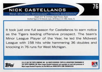 2012 Topps Pro Debut #76 Nick Castellanos Back