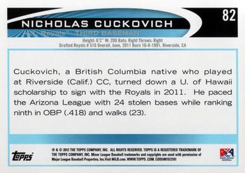 2012 Topps Pro Debut #82 Nicholas Cuckovich Back
