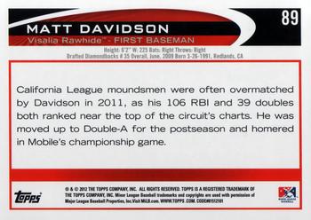 2012 Topps Pro Debut #89 Matt Davidson Back