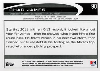 2012 Topps Pro Debut #90 Chad James Back