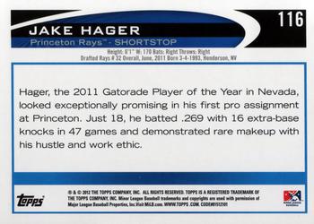 2012 Topps Pro Debut #116 Jake Hager Back