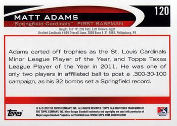 2012 Topps Pro Debut #120 Matt Adams Back