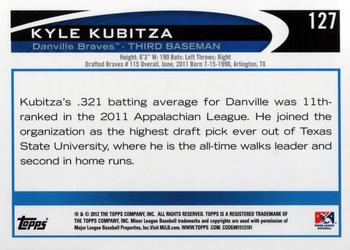 2012 Topps Pro Debut #127 Kyle Kubitza Back