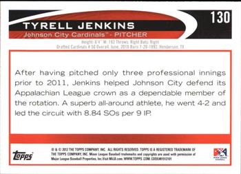 2012 Topps Pro Debut #130 Tyrell Jenkins Back