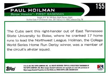 2012 Topps Pro Debut #155 Paul Hoilman Back