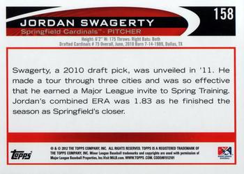 2012 Topps Pro Debut #158 Jordan Swagerty Back